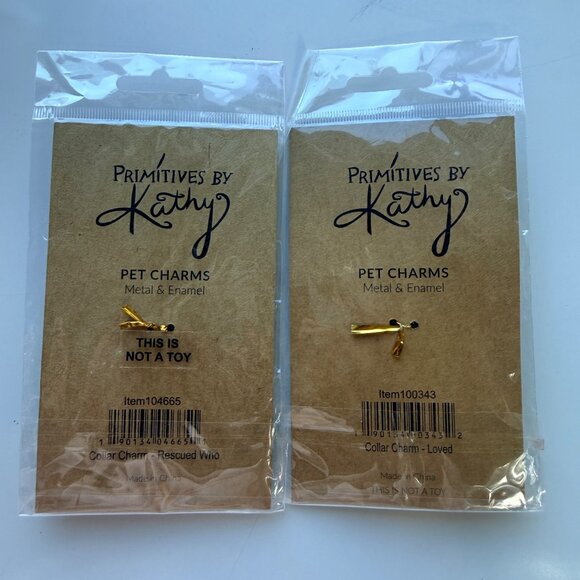 Primitives By Kathy Pet Charms Metal & Enamel Who Rescued Who? and Loved - Picture 4 of 4